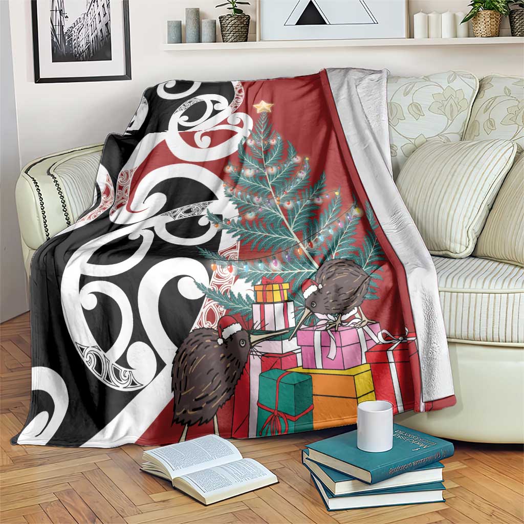 New Zealand Silver Fern Christmas Tree Blanket Meri Kirihimete - Polynesian Pride