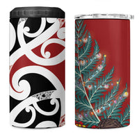 New Zealand Silver Fern Christmas Tree 4 in 1 Can Cooler Tumbler Meri Kirihimete LT7 One Size: 16 oz Red - Polynesian Pride