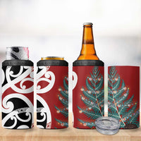 New Zealand Silver Fern Christmas Tree 4 in 1 Can Cooler Tumbler Meri Kirihimete LT7 - Polynesian Pride