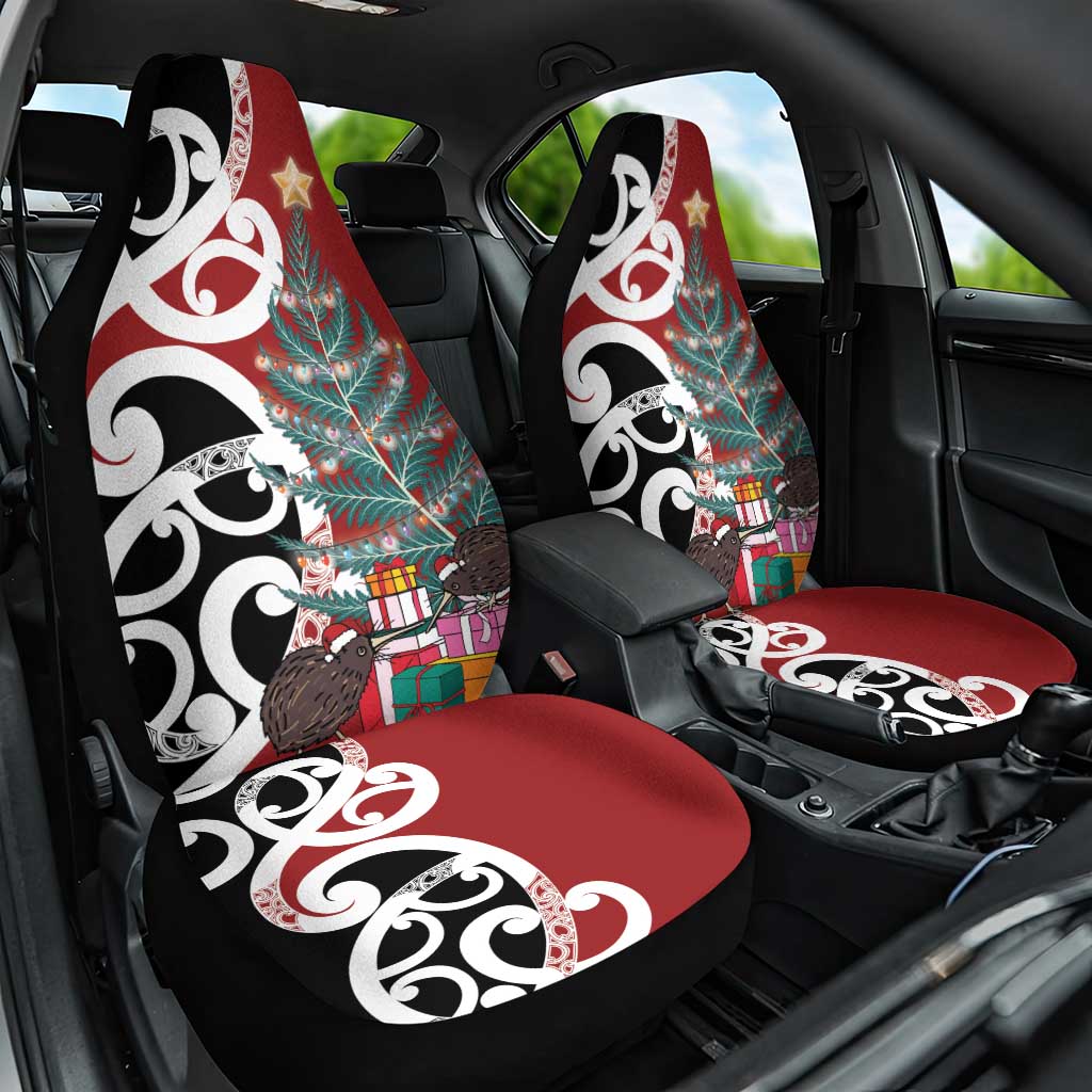 New Zealand Silver Fern Christmas Tree Car Seat Cover Meri Kirihimete LT7 One Size Red - Polynesian Pride