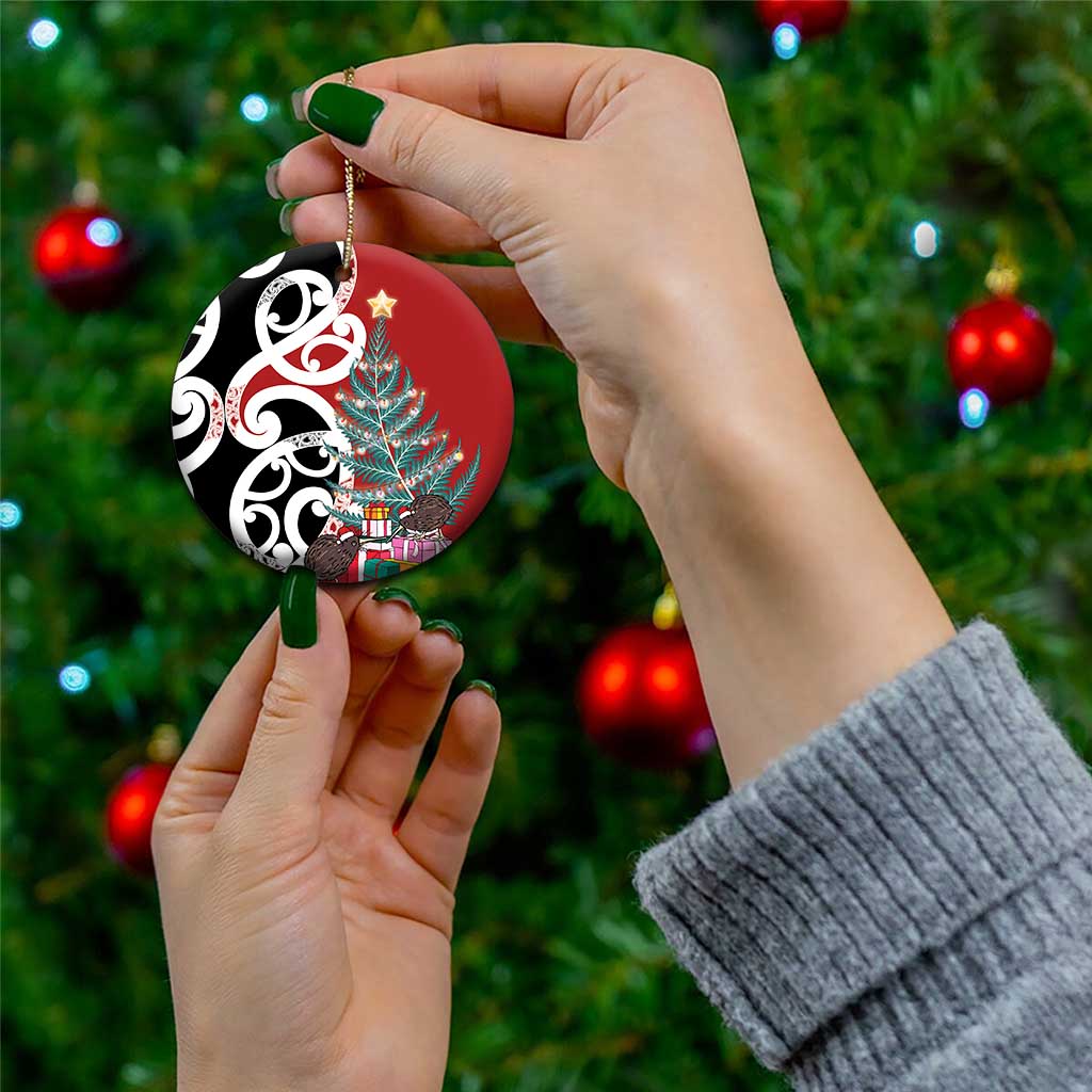 New Zealand Silver Fern Christmas Tree Ceramic Ornament Meri Kirihimete - Polynesian Pride