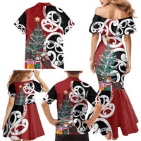 New Zealand Silver Fern Christmas Tree Family Matching Mermaid Dress and Hawaiian Shirt Meri Kirihimete LT7 - Polynesian Pride