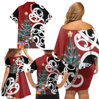 New Zealand Silver Fern Christmas Tree Family Matching Off Shoulder Short Dress and Hawaiian Shirt Meri Kirihimete LT7 - Polynesian Pride