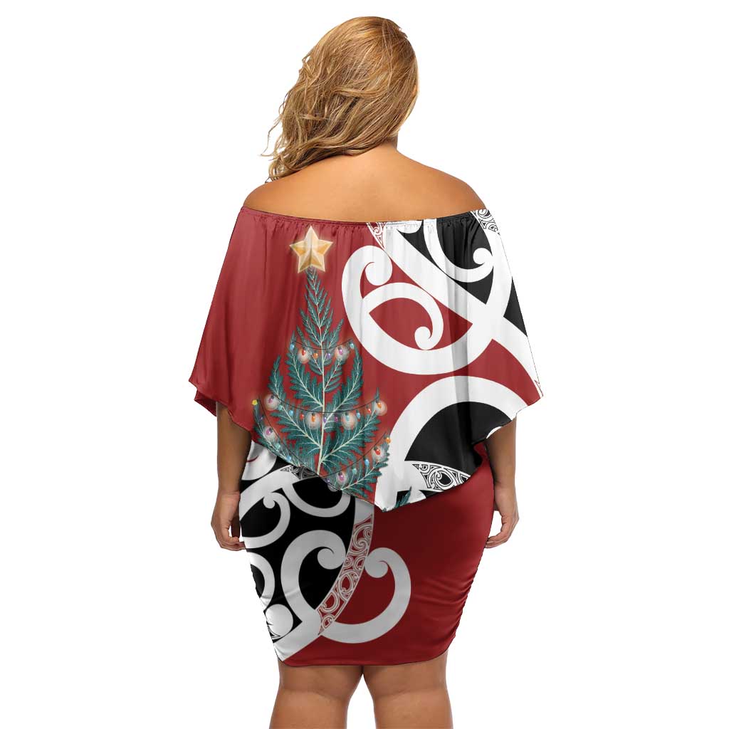 New Zealand Silver Fern Christmas Tree Family Matching Off Shoulder Short Dress and Hawaiian Shirt Meri Kirihimete LT7 - Polynesian Pride