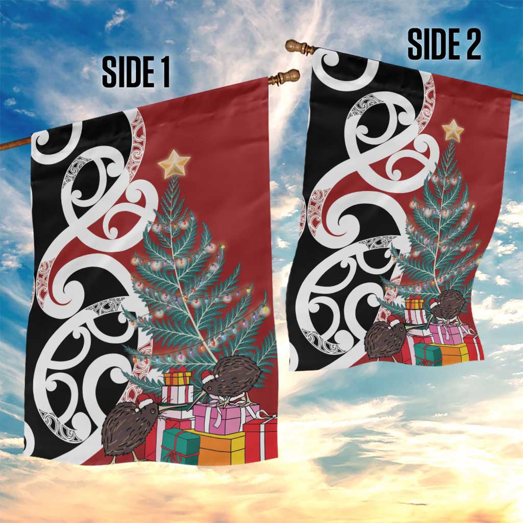 New Zealand Silver Fern Christmas Tree Garden Flag Meri Kirihimete LT7 - Polynesian Pride