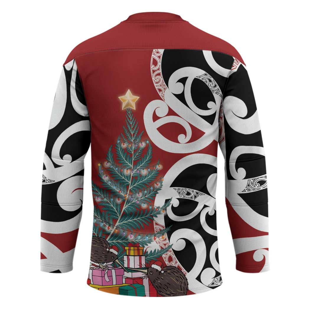 New Zealand Silver Fern Christmas Tree Hockey Jersey Meri Kirihimete LT7 - Polynesian Pride