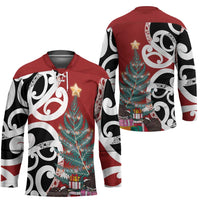 New Zealand Silver Fern Christmas Tree Hockey Jersey Meri Kirihimete LT7 - Polynesian Pride