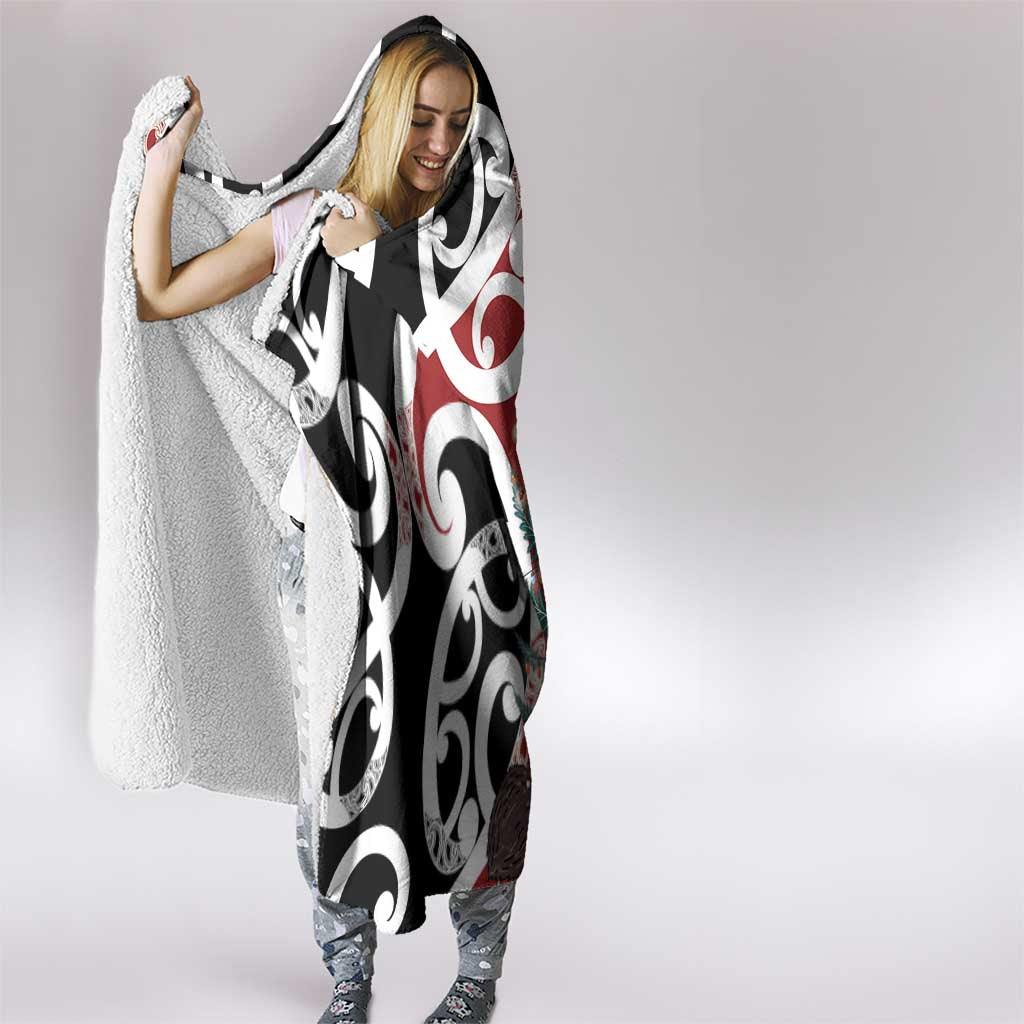 New Zealand Silver Fern Christmas Tree Hooded Blanket Meri Kirihimete - Polynesian Pride