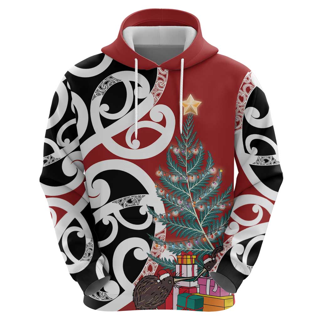 New Zealand Silver Fern Christmas Tree Hoodie Meri Kirihimete LT7 - Polynesian Pride