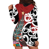 New Zealand Silver Fern Christmas Tree Hoodie Dress Meri Kirihimete LT7 - Polynesian Pride