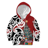New Zealand Silver Fern Christmas Tree Kid Hoodie Meri Kirihimete LT7 Hoodie Red - Polynesian Pride