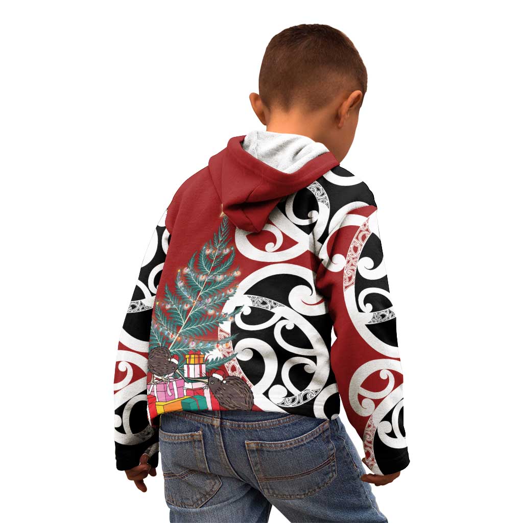 New Zealand Silver Fern Christmas Tree Kid Hoodie Meri Kirihimete LT7 - Polynesian Pride