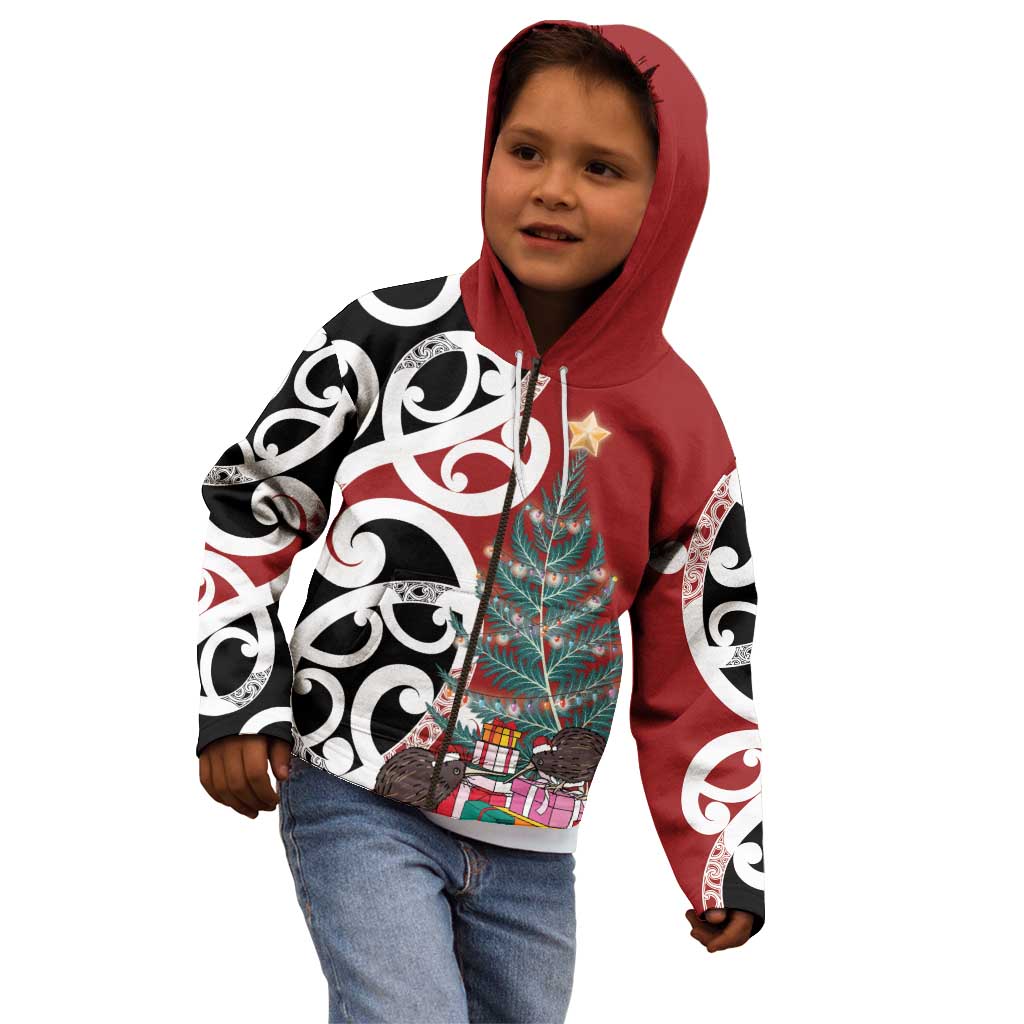 New Zealand Silver Fern Christmas Tree Kid Hoodie Meri Kirihimete LT7 - Polynesian Pride