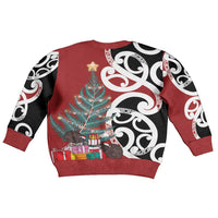 New Zealand Silver Fern Christmas Tree Kid Ugly Christmas Sweater Meri Kirihimete LT7 - Polynesian Pride