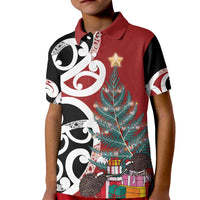 New Zealand Silver Fern Christmas Tree Kid Polo Shirt Meri Kirihimete LT7 Kid Red - Polynesian Pride
