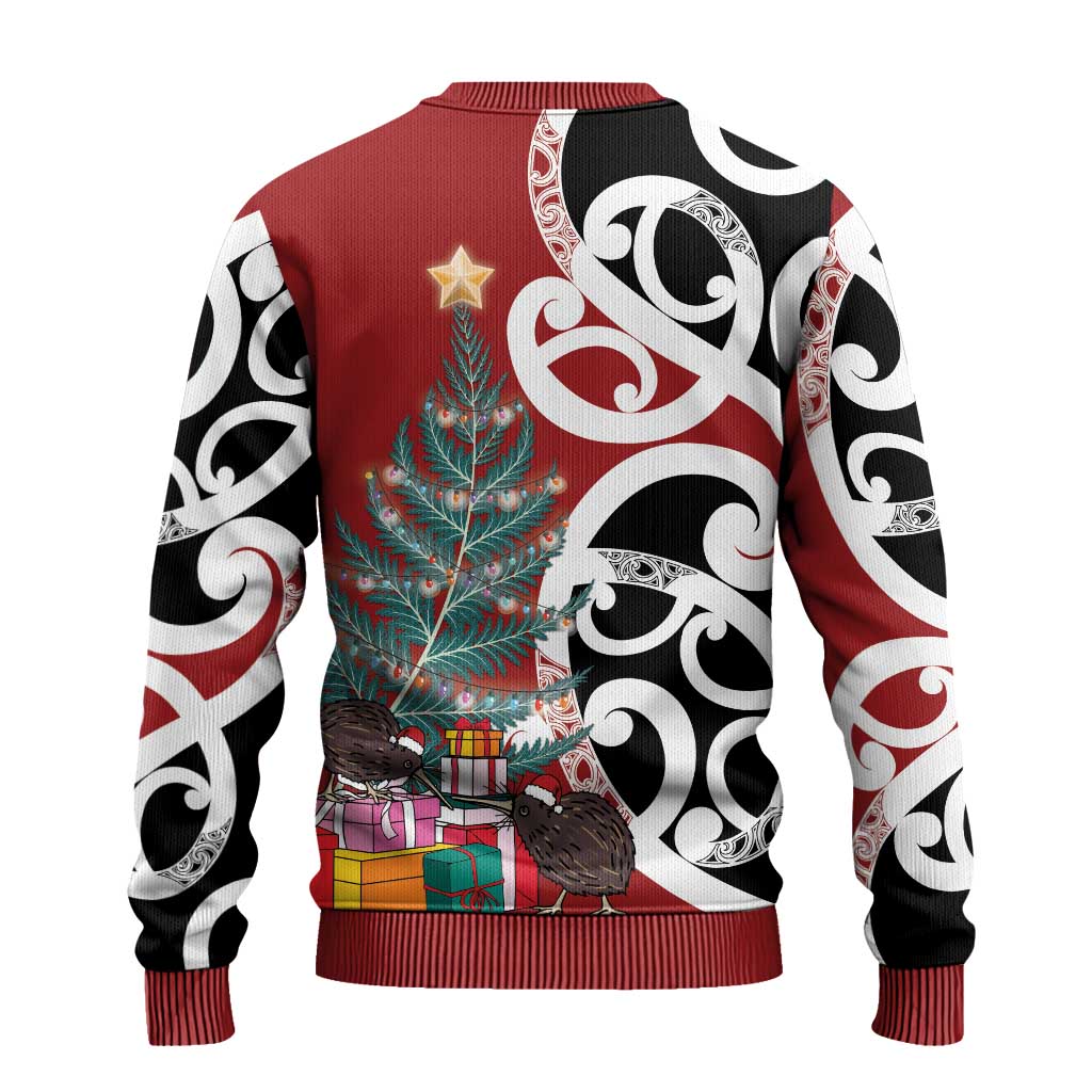 New Zealand Silver Fern Christmas Tree Ugly Christmas Sweater Meri Kirihimete LT7 - Polynesian Pride