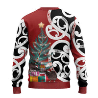 New Zealand Silver Fern Christmas Tree Ugly Christmas Sweater Meri Kirihimete LT7 - Polynesian Pride
