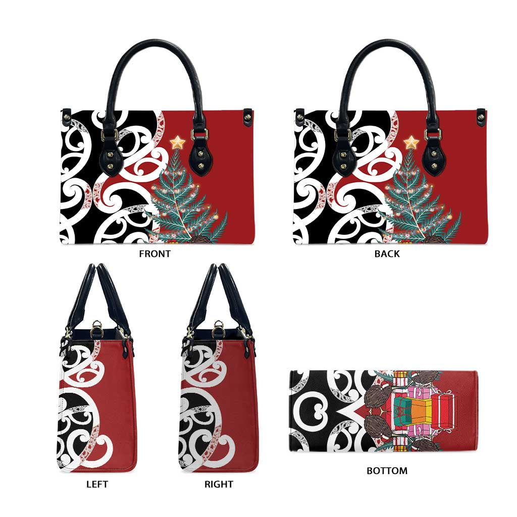 New Zealand Silver Fern Christmas Tree Leather Bag Meri Kirihimete - Polynesian Pride