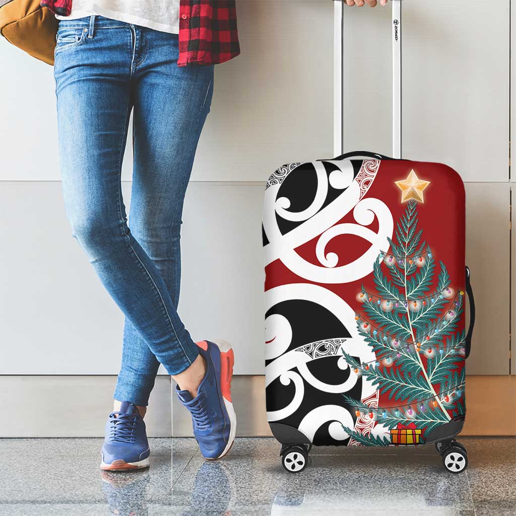 New Zealand Silver Fern Christmas Tree Luggage Cover Meri Kirihimete - Polynesian Pride