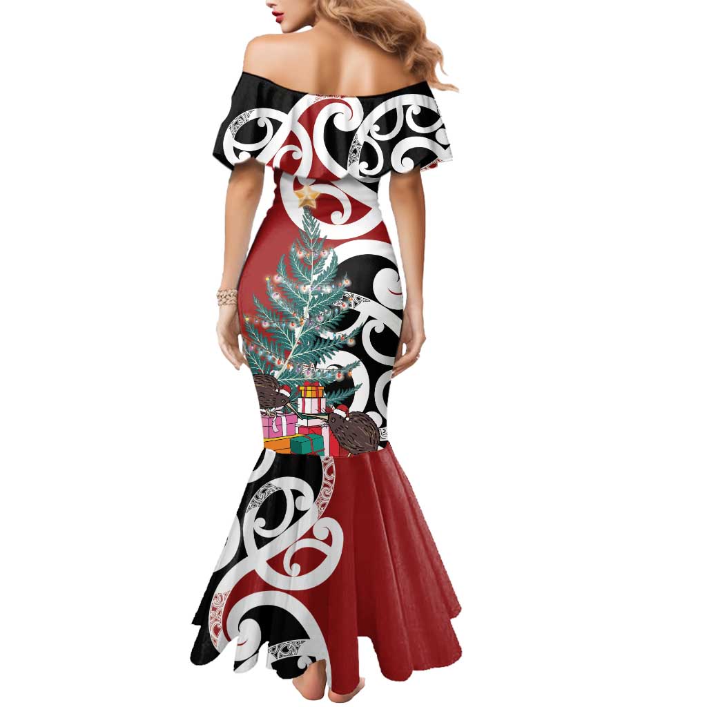 New Zealand Silver Fern Christmas Tree Mermaid Dress Meri Kirihimete LT7 - Polynesian Pride