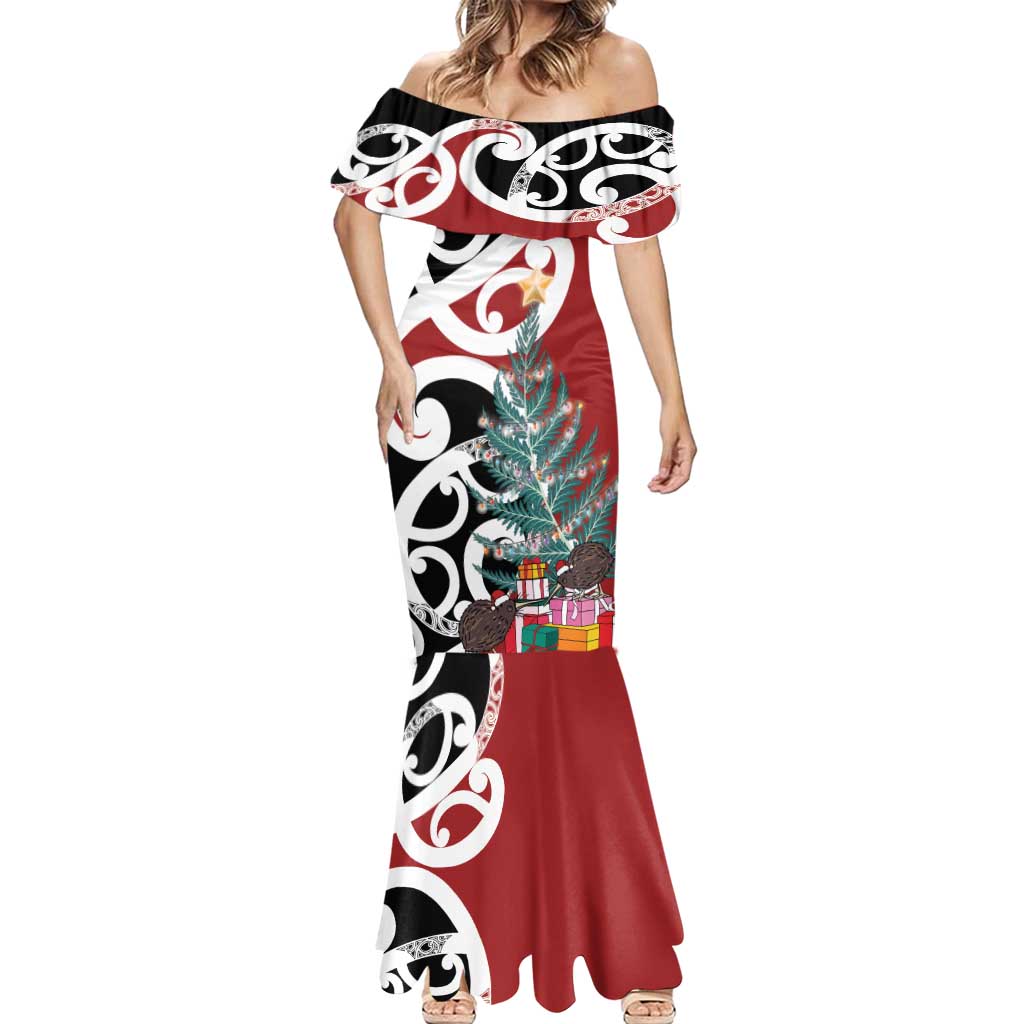New Zealand Silver Fern Christmas Tree Mermaid Dress Meri Kirihimete LT7 - Polynesian Pride