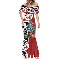 New Zealand Silver Fern Christmas Tree Mermaid Dress Meri Kirihimete LT7 - Polynesian Pride