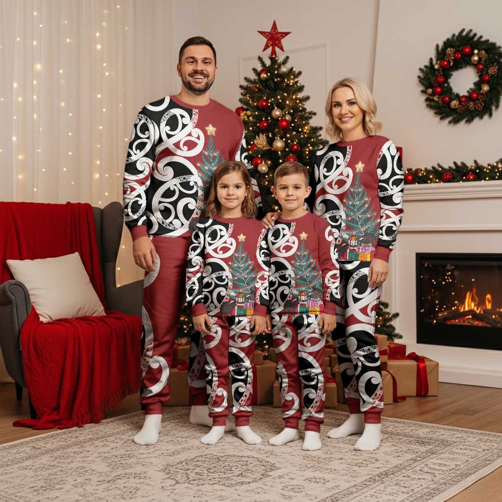 New Zealand Silver Fern Christmas Tree Christmas Pajama Set Meri Kirihimete LT7 - Polynesian Pride