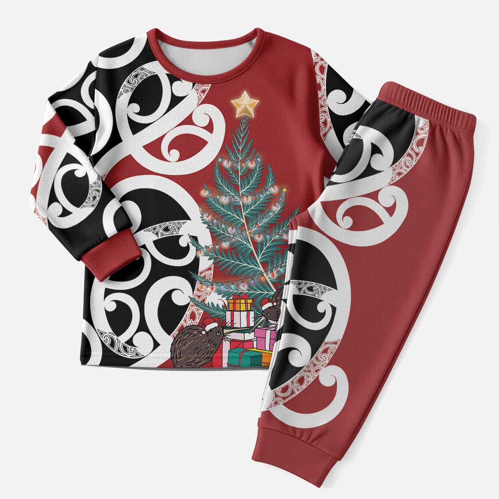 New Zealand Silver Fern Christmas Tree Christmas Pajama Set Meri Kirihimete LT7 Men Red - Polynesian Pride