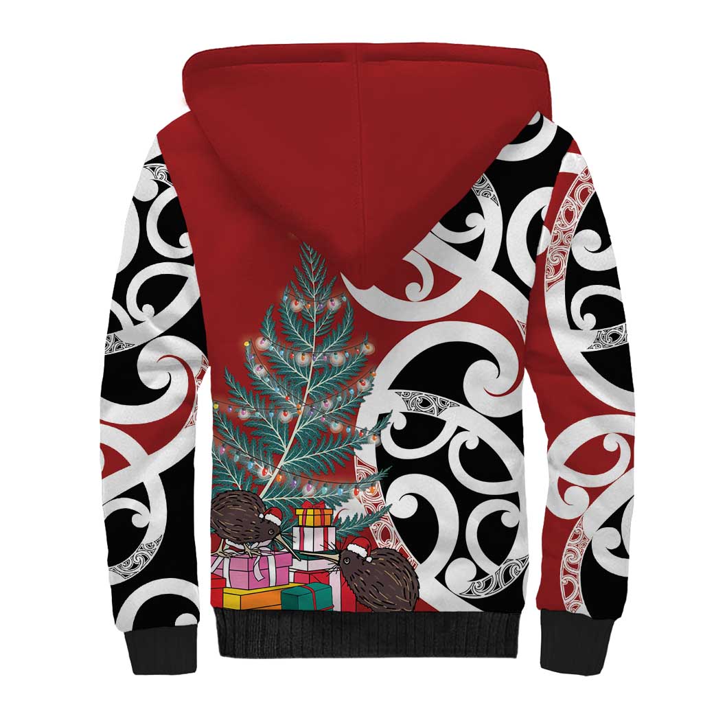 New Zealand Silver Fern Christmas Tree Sherpa Hoodie Meri Kirihimete LT7 - Polynesian Pride