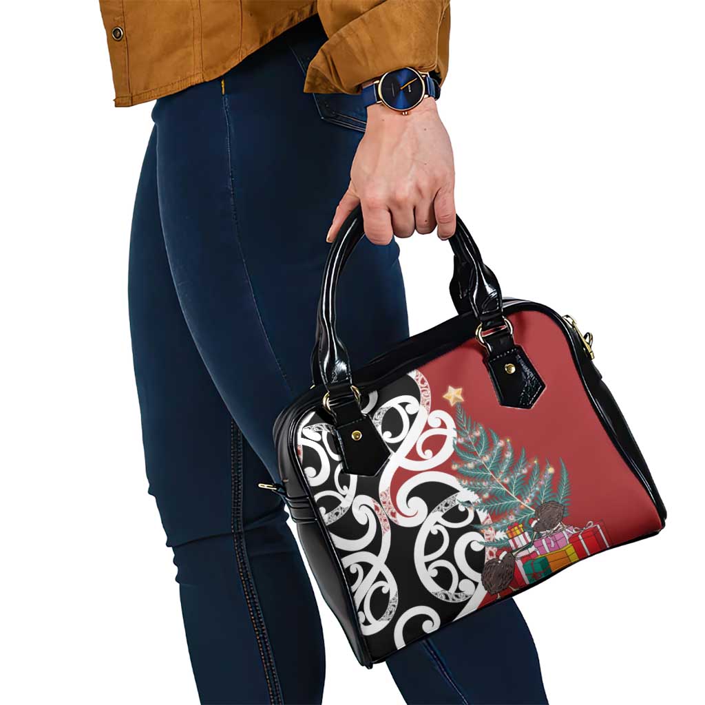New Zealand Silver Fern Christmas Tree Shoulder Handbag Meri Kirihimete - Polynesian Pride