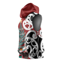 New Zealand Silver Fern Christmas Tree Sleeveless Hoodie Meri Kirihimete LT7 - Polynesian Pride