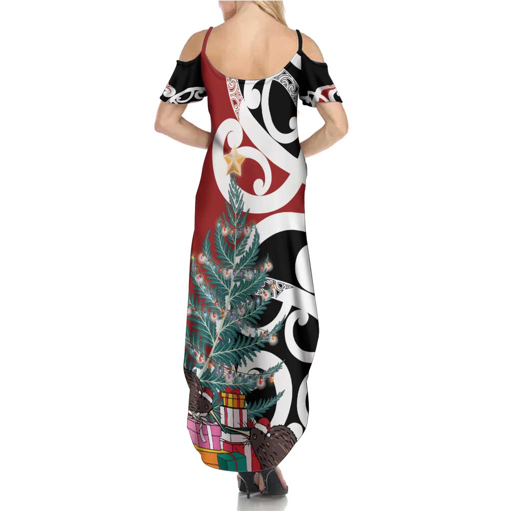 New Zealand Silver Fern Christmas Tree Summer Maxi Dress Meri Kirihimete LT7 - Polynesian Pride