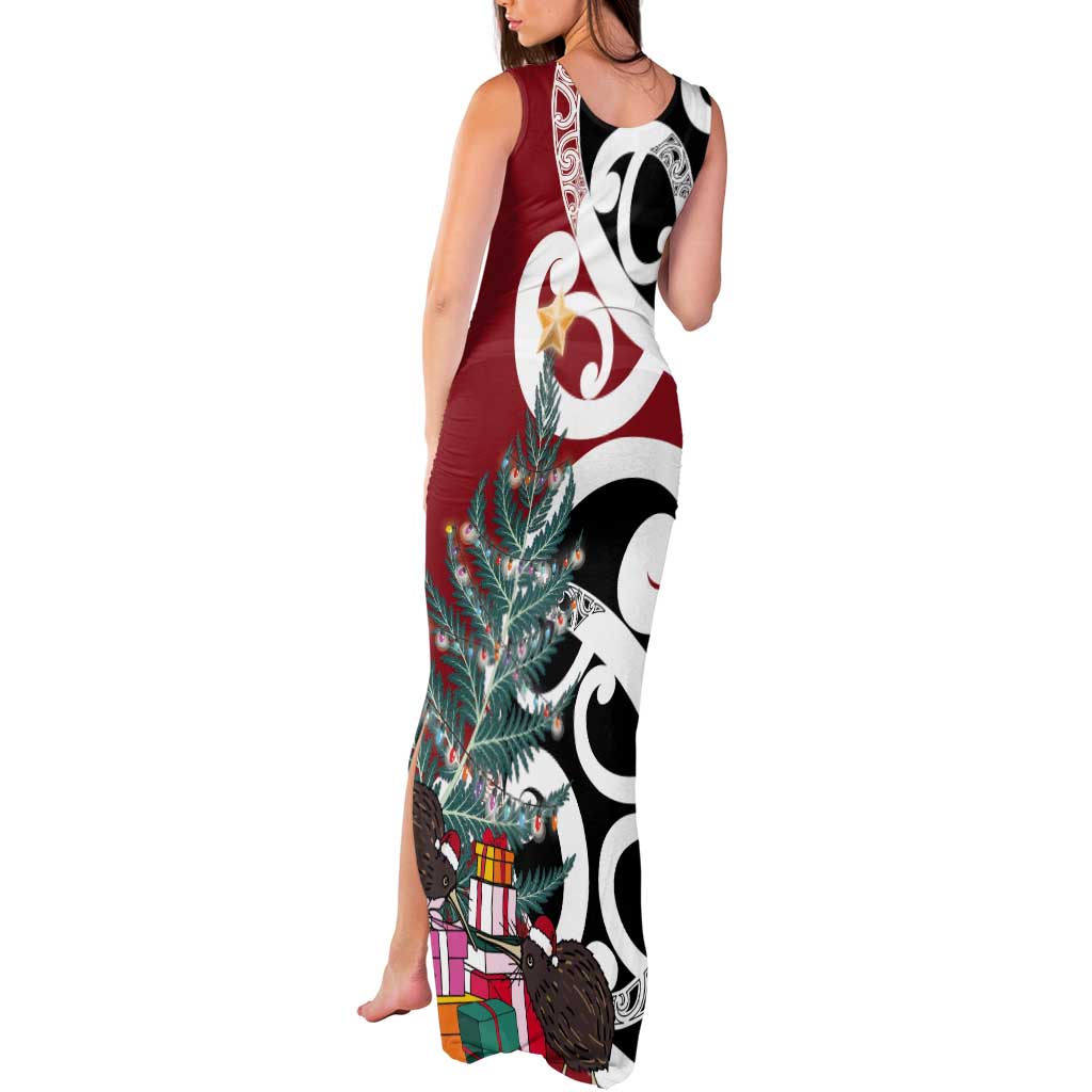 New Zealand Silver Fern Christmas Tree Tank Maxi Dress Meri Kirihimete LT7 - Polynesian Pride