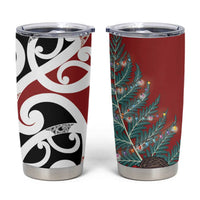 New Zealand Silver Fern Christmas Tree Tumbler Cup Meri Kirihimete LT7 Red - Polynesian Pride