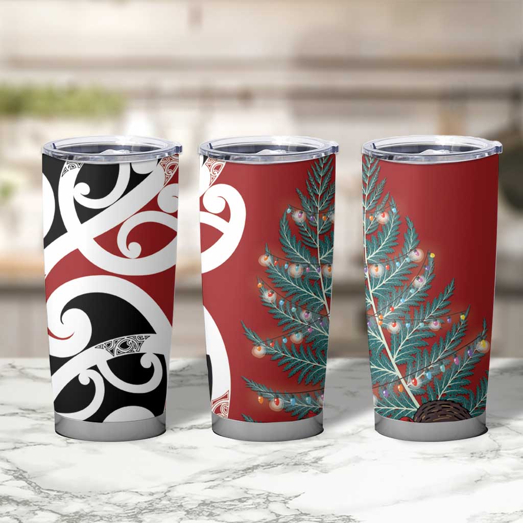 New Zealand Silver Fern Christmas Tree Tumbler Cup Meri Kirihimete LT7 - Polynesian Pride