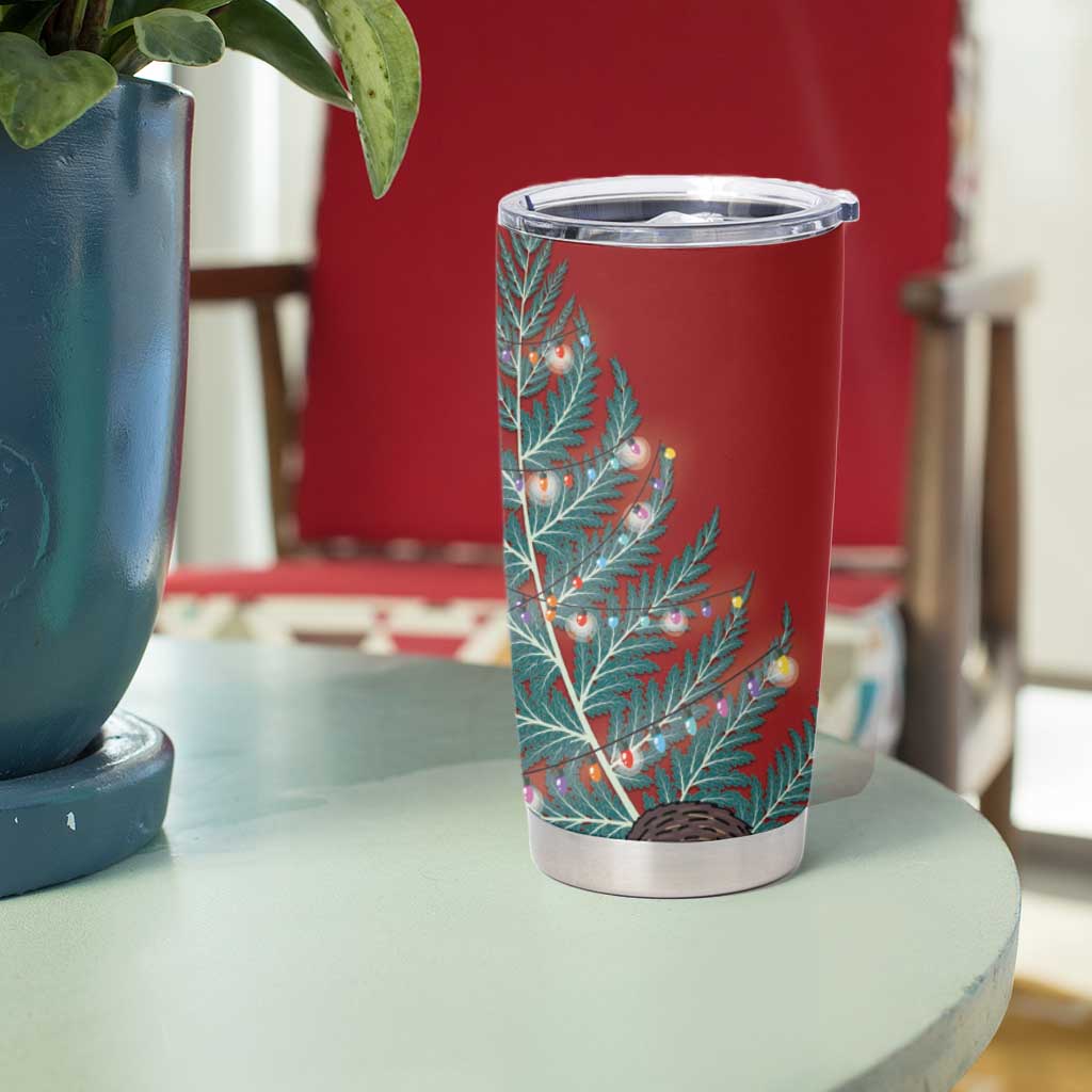 New Zealand Silver Fern Christmas Tree Tumbler Cup Meri Kirihimete LT7 - Polynesian Pride