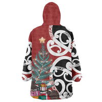 New Zealand Silver Fern Christmas Tree Wearable Blanket Hoodie Meri Kirihimete LT7 - Polynesian Pride