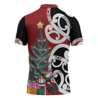 New Zealand Silver Fern Christmas Tree Zipper Polo Shirt Meri Kirihimete LT7 - Polynesian Pride