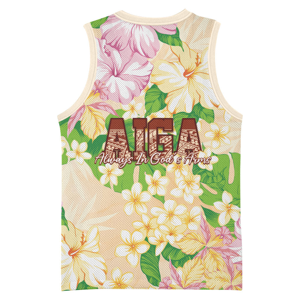 Samoa AIGA Floral Theme Basketball Jersey Always In God's Arms