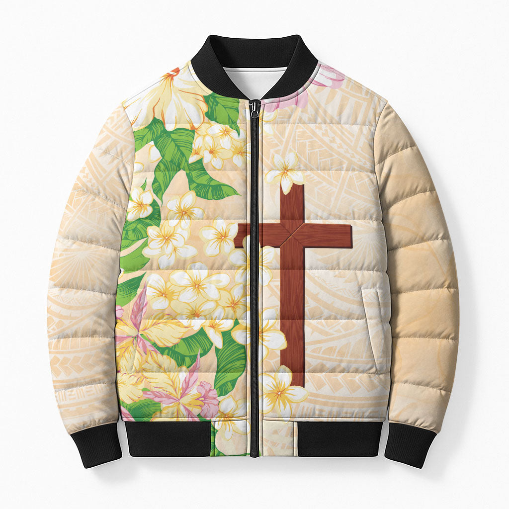 Samoa AIGA Floral Theme Bomber Puffer Jacket Always In God's Arms LT7 Unisex Multicolor - Polynesian Pride