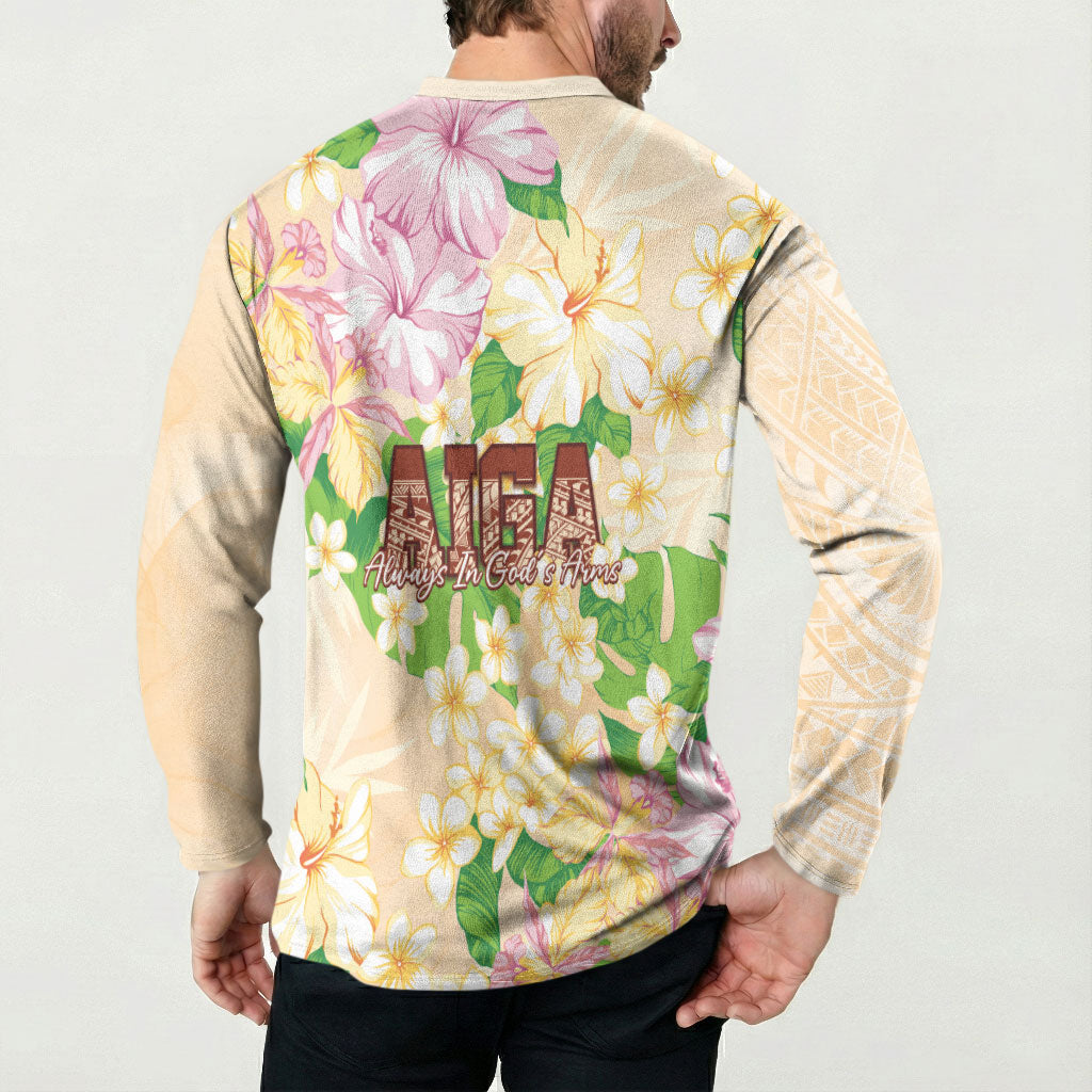 Samoa AIGA Floral Theme Button Sweatshirt Always In God's Arms