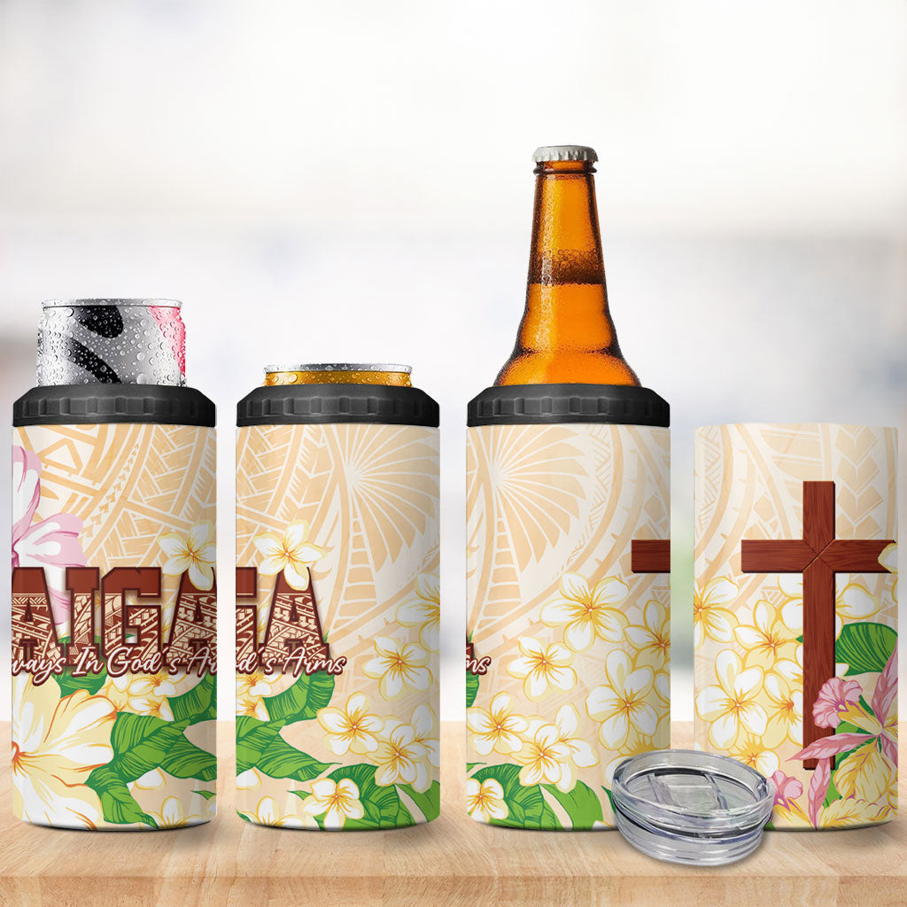 Samoa AIGA Floral Theme 4 in 1 Can Cooler Tumbler Always In God's Arms