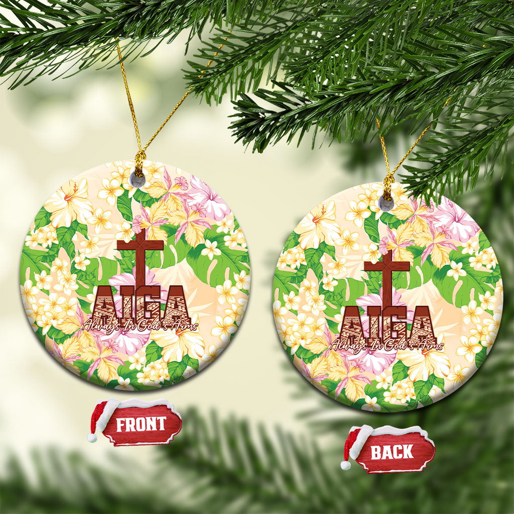 Samoa AIGA Floral Theme Ceramic Ornament Always In God's Arms