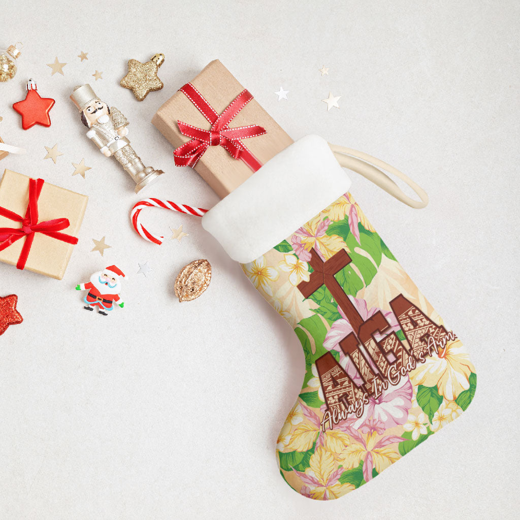 Samoa AIGA Floral Theme Christmas Stocking Always In God's Arms