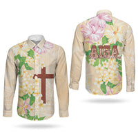 Samoa AIGA Floral Theme Couples Matching Summer Maxi Dress and Long Sleeve Button Shirt Always In God's Arms
