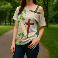 Samoa AIGA Floral Theme Cross Shoulder Shirt Always In God's Arms
