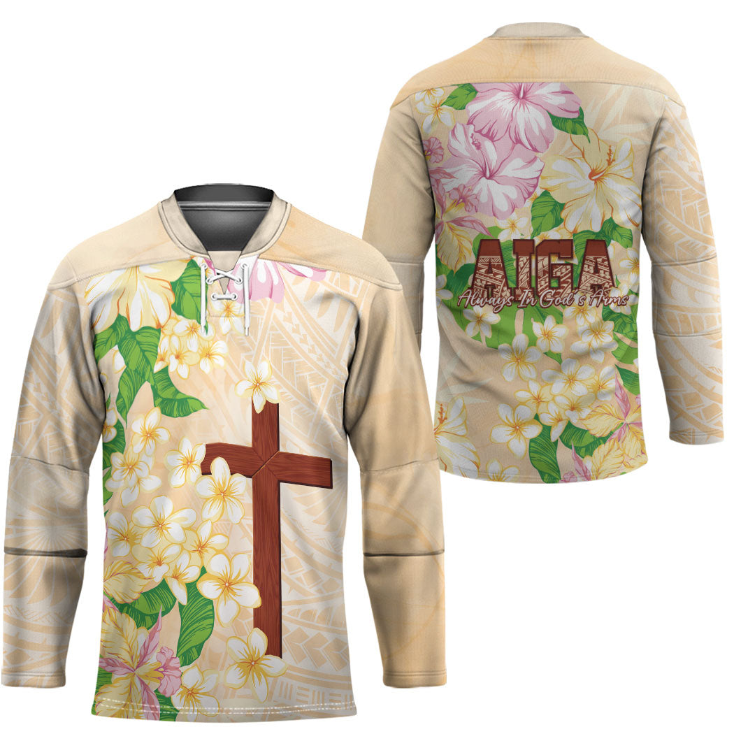 Samoa AIGA Floral Theme Hockey Jersey Always In God's Arms