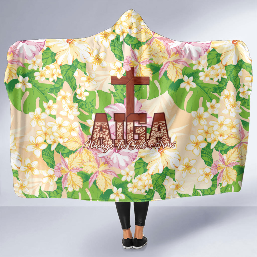 Samoa AIGA Floral Theme Hooded Blanket Always In God's Arms