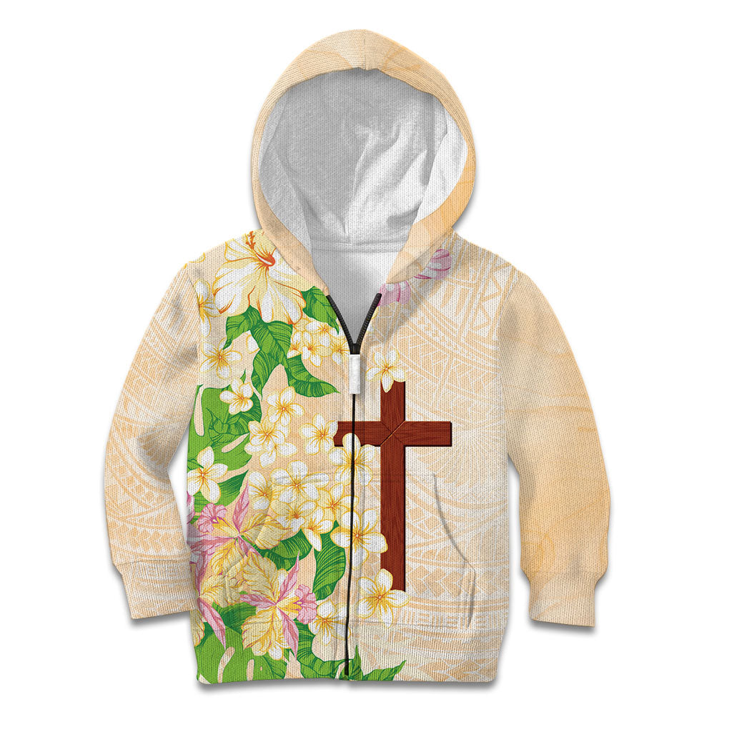 Samoa AIGA Floral Theme Kid Hoodie Always In God's Arms