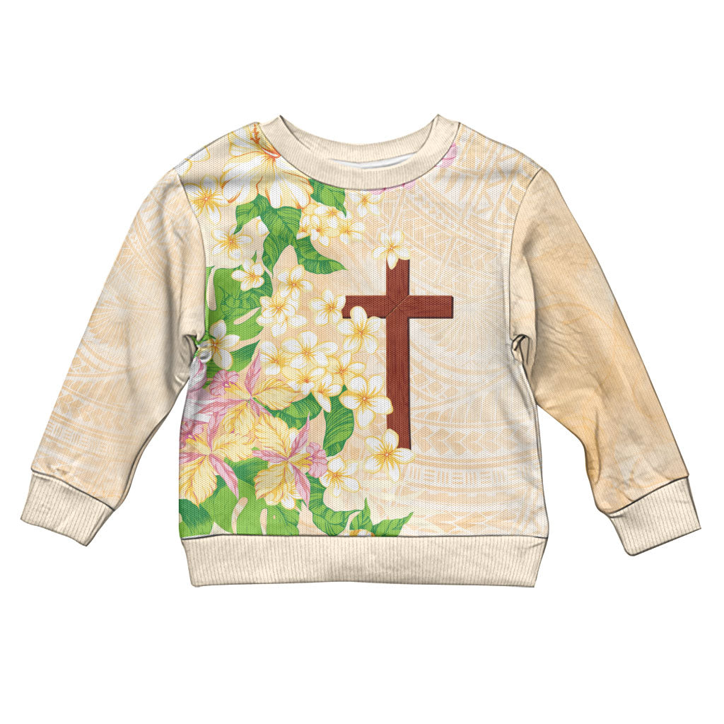 Samoa AIGA Floral Theme Kid Ugly Christmas Sweater Always In God's Arms